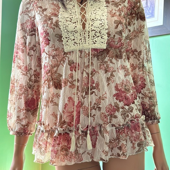 🩷🩷NWOT Vintage Denim & Supply Ralph Lauren Sheer Boho Long Sleeved Top🩷🩷 - Picture 4 of 10